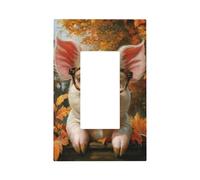 The Pig with Glasses Light Switch Wall Plate Faceplate Cover Single Rocker 1 Gang Decorator Outlet Receptacle Covers for Home Kitchen Room Bathroom Decor