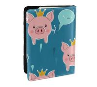 The Pig with The Crown Printed Passport Holder,Travel Pu Leather Passport Cover Case Organiser for Men Women,6.5 Inch