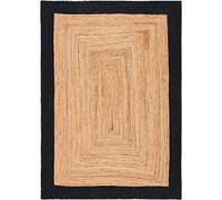THE PIKKU INTERNATIONAL - Handmade Jute Rug Beige with Black Border Rectangle Hand Woven Farmhouse Jute Area Rug (2 x 4 ft)