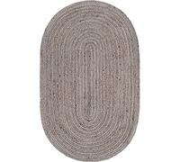 THE PIKKU INTERNATIONAL - Handmade Jute Rug Black Dye Oval Area Rug Boho Rag Rug Living Room Hallway Carpet (Light Gray, 80 cm x 150 cm)