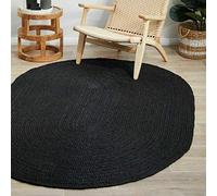THE PIKKU INTERNATIONAL - Handmade Jute Rug Black Dye Oval Area Rug Boho Rag Rug Living Room Hallway Carpet (Black, 150 cm x 200 cm)