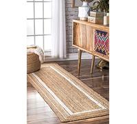 THE PIKKU INTERNATIONAL - Jute Rug Handmade Runner Rug Living Room Hallway Carpet, Beige With White (60 cm x 270 cm)