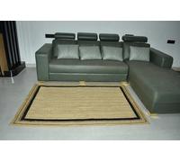THE PIKKU INTERNATIONAL - Modern Jute Rug Hand Braided Rectangle Area Rug Boho Rag Rug Living Room Hallway Carpet, Beige & Black (200 x 300 cm)