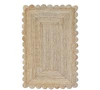 THE PIKKU INTERNATIONAL - Modern Style Jute Rug Scallop Design Rectangle Hand Braided Farmhouse Jute Area Rug Living Room Carpet (Beige, 150 cm x 200 cm)