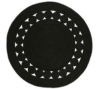 THE PIKKU INTERNATIONAL - Rug Round Jute Hand Woven Circle Design Area Rug Black Color Carpet (4 X 4 Feet)