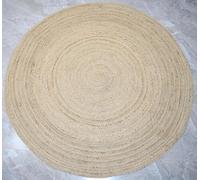 THE PIKKU INTERNATIONAL - Rug Round Natural Jute Hand Woven Braided Area Rug Beige Carpet (48 x 48 Inch (4 Feet Round))