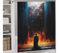 The Pilgrim Before The Sealed Gate - The One Who Dared to Stand Shower Curtains Mould Proof Waterproof Fabric Hilarious Bath Curtain with Hooks for Bathroom Wet Room 69.69x70.87Inch（177x180cm）