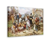 The Pilgrims First Thanksgiving by Jean Leon Gerome Canvas Art Poster And Wall Art Picture Print Modern Family Bedroom Decor Frame 12x18inch(30x45cm)