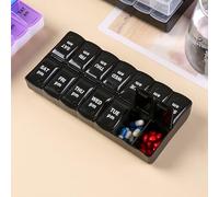 The Pill Box is Double-rowed, 14-Compartment Medicine Storage, and The Pills are Packed (Large All Black)