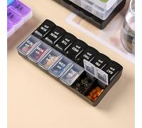 The Pill Box is Double-rowed, 14-Compartment Medicine Storage, and The Pills are Packed (Large Black White)