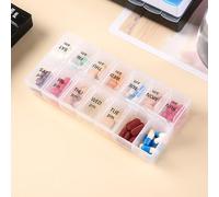 The Pill Box is Double-rowed, 14-Compartment Medicine Storage, and The Pills are Packed (Large Transparent White)