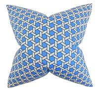 The Pillow Collection Destry Geometric Cushion Cover Blue, Cotton, 28125 x 28125 x 9840 cm