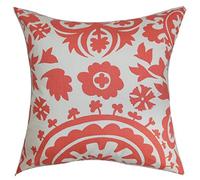 The Pillow Collection Wella Floral Cushion Cover, Cotton, Orange, 19745 x 19745 x 6907 cm
