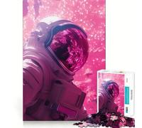 The Pink Astronaut Jigsaw Puzzles for Adults 1000 Pieces Brain Challenge Toy Quiet Fun Precise Cut Wall Art Decor (38x26cm)
