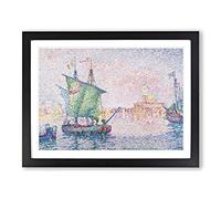The Pink Cloud In Venice By Paul Signac Classic Painting Framed Print | A2 Black Framed Wall Art | Ready to Hang | Classic Landscape Picture | Living Room Bedroom Lounge Office