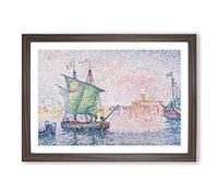 The Pink Cloud in Venice by Paul Signac Framed Print | A2 Walnut Framed Wall Art | Ready to Hang | Modern Landscape Picture | Living Room Bedroom Lounge Office