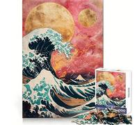 The Pink Great Wave 1000 Piece Jigsaws for Teenagers Puzzle Brain Workout Toy Calm Escape Art Assembly Thoughtful Gift (50x75cm)