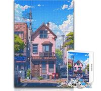 The Pink House Anime 1000 Piece Jigsaw Puzzle for Teenagers Interactive Logical Thinking Game Ideal Memorable Occasion Gift Size 38x26cm