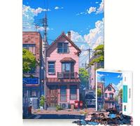 The Pink House Anime Jigsaw Puzzles 1000 Piece for Teenagers Improve Memory Relaxing Fun Sharp Edge Unique Gift (50x75cm)