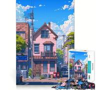 The Pink House Anime Puzzles for Adults 1000 Pieces Brain Challenge Toy Calm Mind Clear Cut Art Collection Piece (38x52cm)