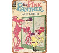 The Pink Panther Animation Cartoon Poster Vintage Tin Sign Retro Metal Sign for Cafe Office Children's room Home Wall Decor Kids Gift 12 X 8 inch