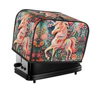 The Pink Paper Cut Unicorn toaster cover is suitable for 2 small toaster covers with wide slots and comes with a storage pocket to meet diverse baking needs.