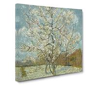 The Pink Peach Tree by Vincent van gogh Canvas Print | Gallery Wrapped 30mm Frame Wall Art | 14x14 inches | Ready to Hang | Impressionist Landscape Picture | Living Room Bedroom Lounge Office
