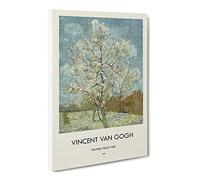 The Pink Peach Tree By Vincent Van Gogh Canvas Print | Gallery Wrapped 30mm Frame Wall Art | 24x16 inches | Ready to Hang | Impressionist Landscape Picture | Living Room Bedroom Lounge Office