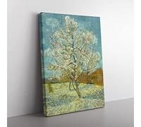 The Pink Peach Tree By Vincent Van Gogh Classic Painting Canvas Wall Art Print Ready to Hang, Framed Picture for Living Room Bedroom Home Office Décor, 50x35 cm (20x14 Inch)