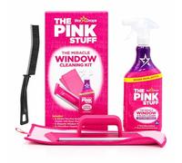 The Pink Stuff Miracle Window Cleaning Kit - 850ml Cleaner with Rose Vinegar, Microfibre Pads, Handle & Crevice Brush