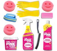 The Pink Stuff Multi-Purpose Cleaner, Cream Cleaner, Cleaning Paste, Damp Duster, Narrow Gap Brush, Scrubber with Handle, Gloves and 3 Smiley Face Sponges Elite Cleaning Bundle by Kevagh.