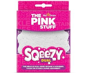 The Pink Stuff SQeeZY Dual Sided Scrubber Sponge - Scratch Free Solution for Ultimate Home Cleaning, Kitchens, Bathrooms, Oven, Outdoor use and more