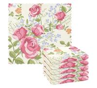 The Pioneer Woman Kitchen Towels 6 PCS Peony Roses Flowers Bouquets Hand Bath Towel Dish Towels Tea Bar Towels for Bathroom Farmhouse Housewarming Tabletop Home