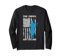 The Pipes are Calling Kilt Scottish Bagpiper- Bagpipe Long Sleeve T-Shirt