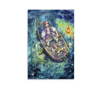 The Pirates of The Caribbean Anime Captain Jack Sparrow And The Mermaid Poster Decorative Painting Canvas Wall Posters And Art Picture Print Modern Family Bedroom Decor Posters 20x30inch(50x75cm)