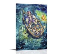 The Pirates of The Caribbean Anime Captain Jack Sparrow And The Mermaid Poster Decorative Painting Canvas Wall Posters And Art Picture Print Modern Family Bedroom Decor Posters 24x36inch(60x90cm)