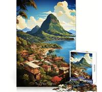 The Pitons Soufriere Art Jigsaw Puzzle for Teenagers 1000 Pieces Cognitive Toy Quiet Hobby Premium Edge (50x75cm)