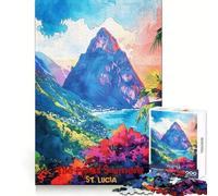 The Pitons Soufriere Art Jigsaw Puzzles for Teenagers 1000 Pieces Logic Game Home Pastime Precise Cut Festival Gift (38x52cm)