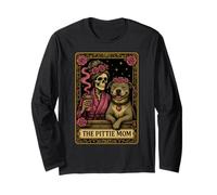 The Pittie Mom Tarot Card Cute Pit Bull Smiling Pitbull Love Long Sleeve T-Shirt