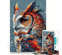 The Pixelated Owl 1000 Pieces Jigsaws Adults Puzzles Gifts Strengthen Recall Serene Time Quality Edge Santa Wish Item (50x75cm)