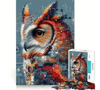 The Pixelated Owl Jigsaw Puzzle for Teenagers 1000 Pieces Cognitive Toy Quiet Hobby Premium Edge (38x52cm)