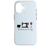 The plan for the day: Coffee Sewing Machine Wine Glass Meme Case for iPhone 16