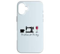 The plan for the day: Coffee Sewing Machine Wine Glass Meme Case for iPhone 16 Plus