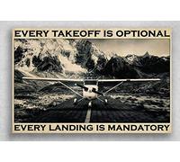The Plane Every Takeoff Is Optional Every Landing Is Mandatory Retro Metal Tin Sign 8X12 Inches