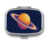 The Planet Saturn Simple Pill Box 2 Compartment Portable Medicine Pill Case Travel Pill Organizer for Pocket Purse