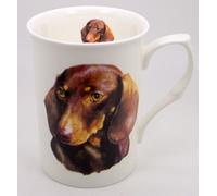 The Plate Collectors Shop RED DACHSHUND FINE BONE CHINA 10 0Z MUG ~ HAND DECORATED IN STOKE ON TRENT