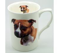 The Plate Collectors Shop Staffordshire Bull Terrier RED FINE Bone China 10 0Z Mug ~ Hand Decorated in Stoke ON Trent
