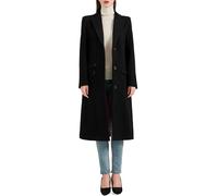 The Platinum Tailor Ladies Black Overcoat Wool & Cashmere Covert Warm Winter Mod Coat Velvet Collar & Red Satin (UK, Numeric, 18, Regular, Regular, Black)