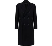The Platinum Tailor Mens Black Overcoat Wool & Cashmere Double Breasted Long Coat Winter Jacket (UK, Numeric, 42, Regular, Regular, Black- Black Lining)