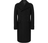 The Platinum Tailor Mens Black Overcoat Wool & Cashmere Great Coat Long Double Breasted Heavy Warm Winter (UK, Numeric, 44, Regular, Regular, Black)